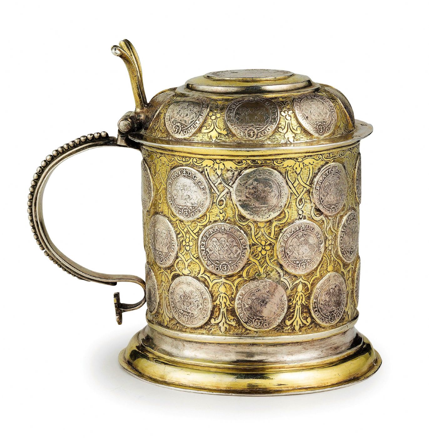 Tankard dorato con 38 talleri d'argento ducato Sassonia (VENDUTO)